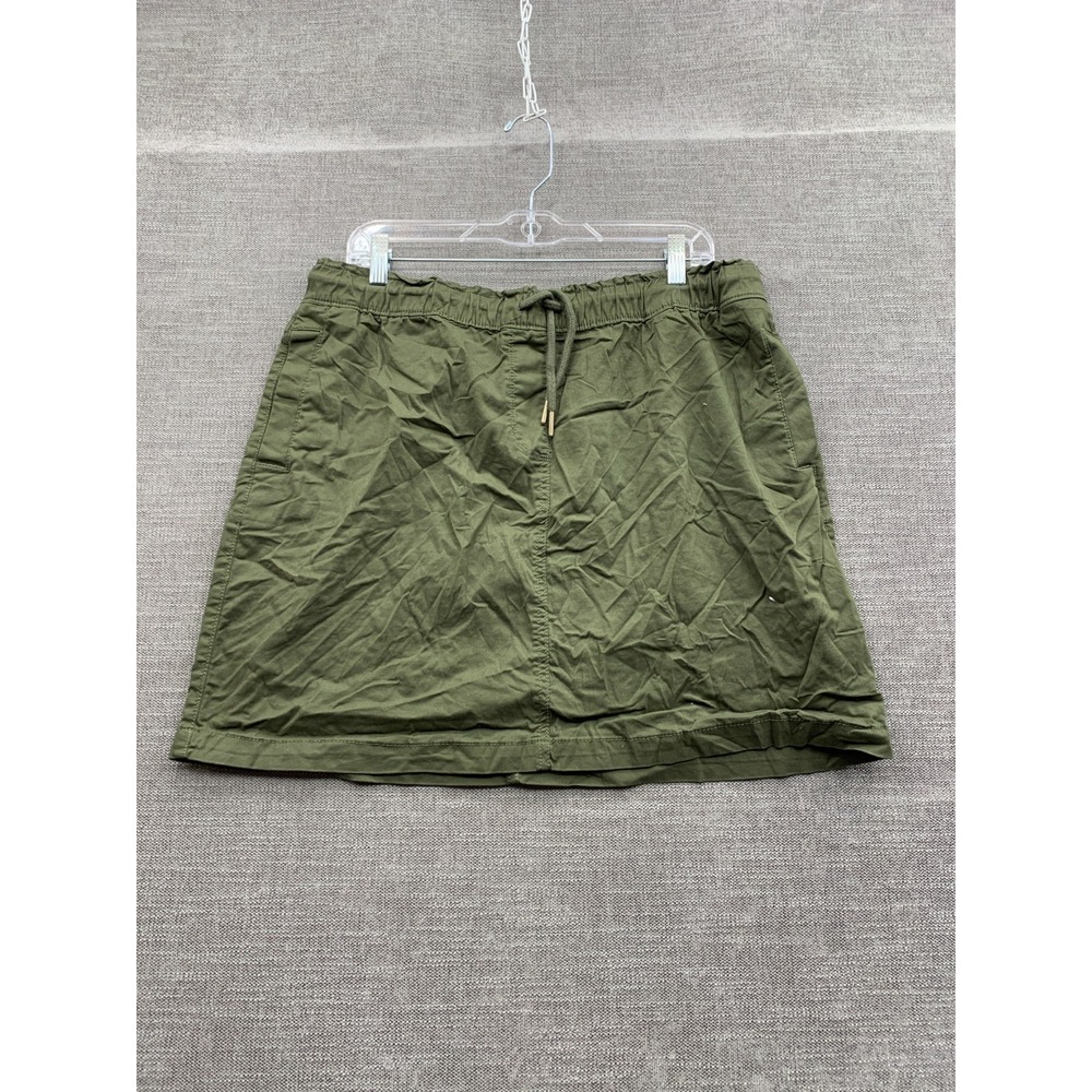 Croft & Barrow Skirt Womens Petite Large Olive Green Cotton Drawstring Waist